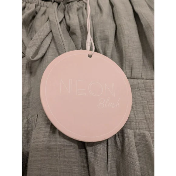 NEW Neon Blush Sage Green Cottagcore Milkmaid Hi-Low Dress S Maternity Friendly - Picture 4 of 7